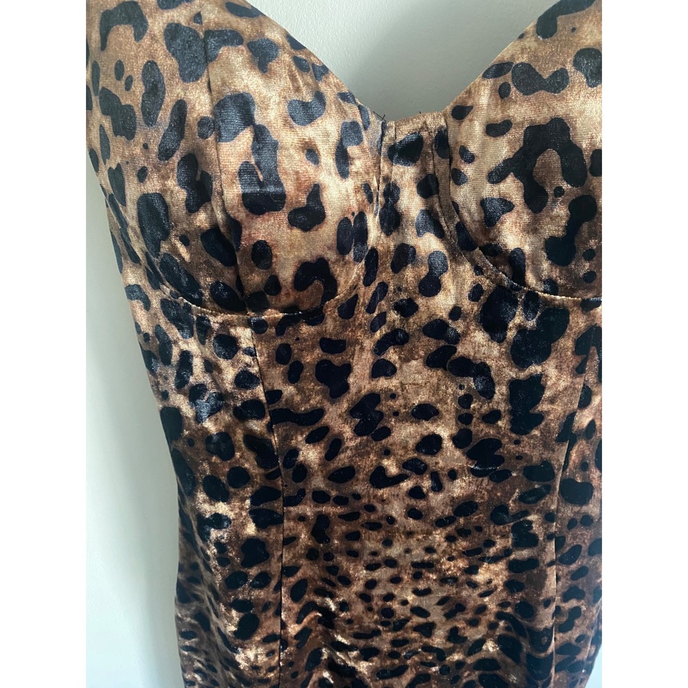 Windsor Leopard Print Velvet Bodycon Mini Dress Spaghetti Straps Sexy‎ - Picture 2 of 7